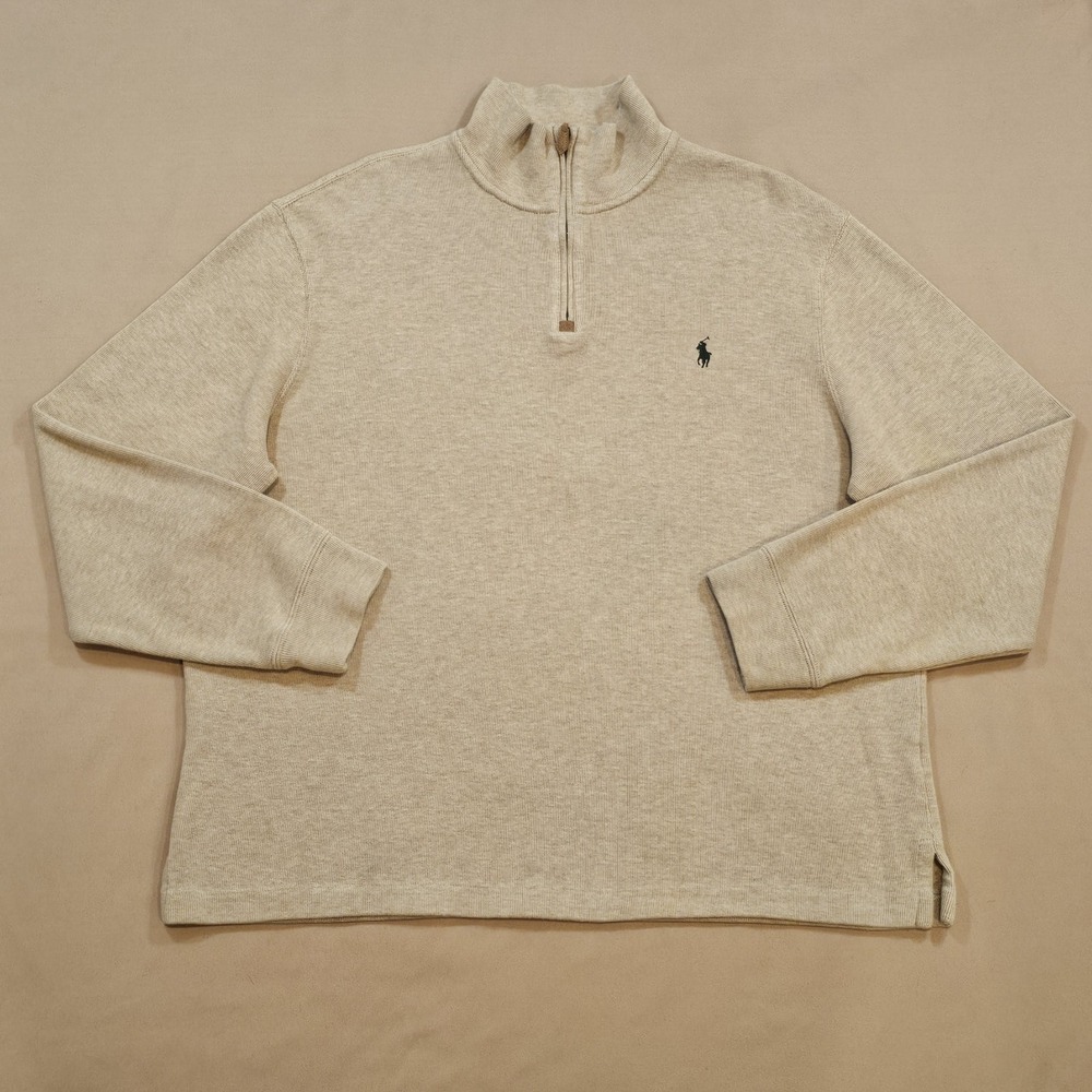Polo by Ralph Lauren Tan Long Sleeved‎ 1/4 Zip Pullover Long Sleeve Shirt XL